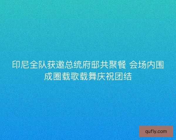 印尼全队获邀总统府邸共聚餐 会场内围成圈载歌载舞庆祝团结